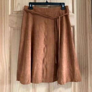 Faux Suede, Side Zipper with Waist Tie Skirt, Size Medium